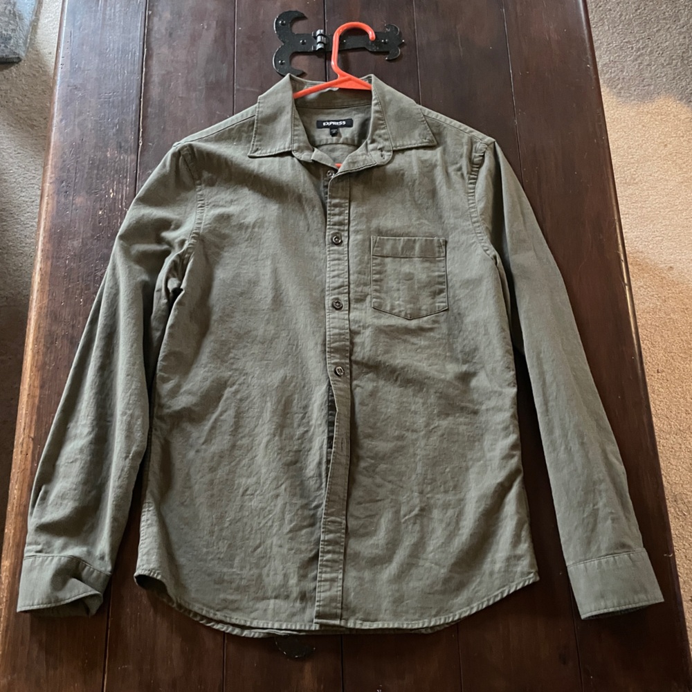 Express Dark Green Button Up Shirt XS